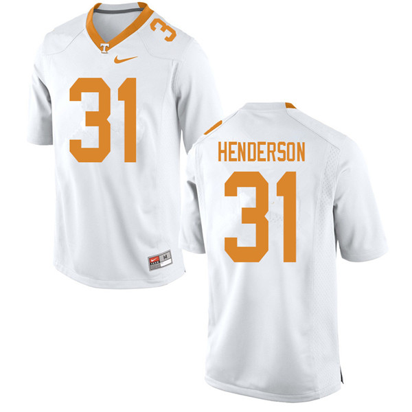 Men #31 D.J. Henderson Tennessee Volunteers College Football Jerseys Sale-White